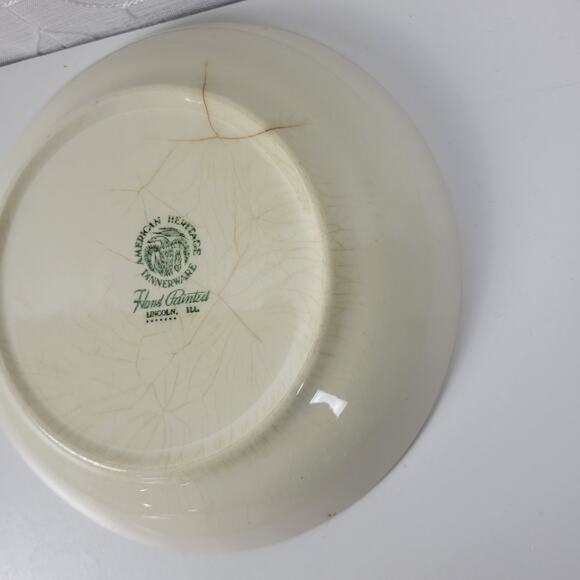 Vintage American Heritage Hand Painted Bamboo Salad China Plates Set of 2 - Picture 4 of 12